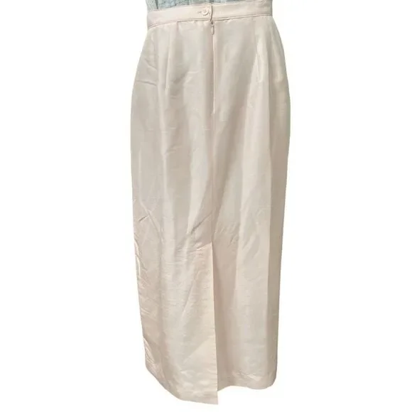 Lord & Taylor Petal Pastel Pink 100% Silk Maxi Pencil Skirt Size 14 Quiet Luxury - Picture 3 of 4